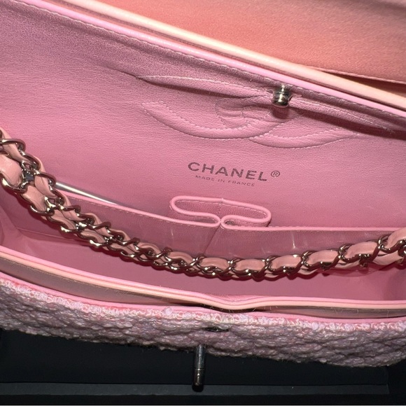 Authentic Chanel Tweed W Flap Pink Quilted Shoulder Bag/ Barbie Pink Chanel - Picture 11 of 16